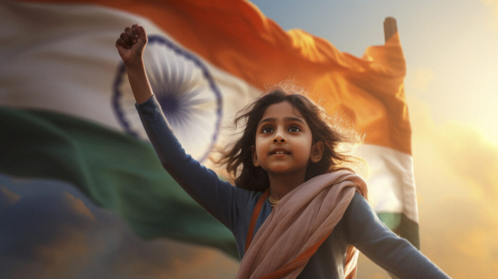 child celebrating indian republic day