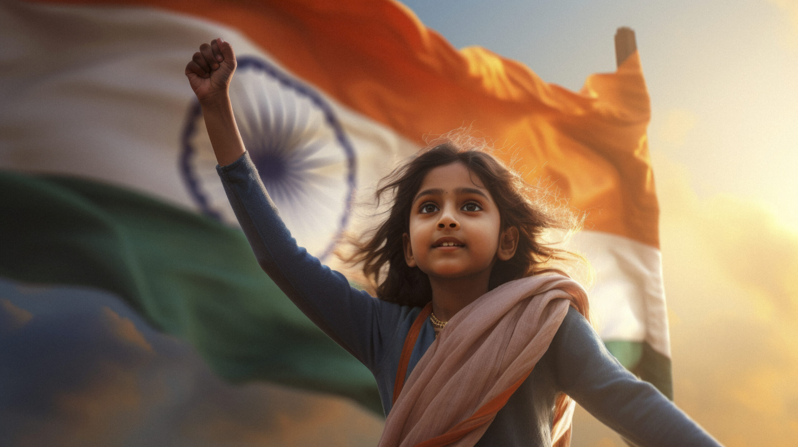 child celebrating indian independence day