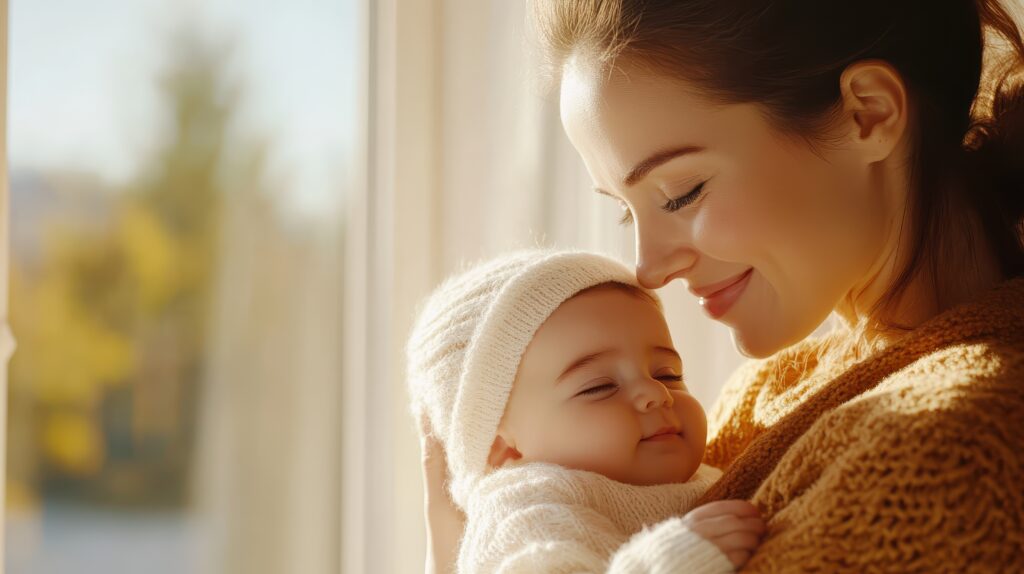 mother gazing tenderly at baby during breastfeeding moment of intimacy and bonding