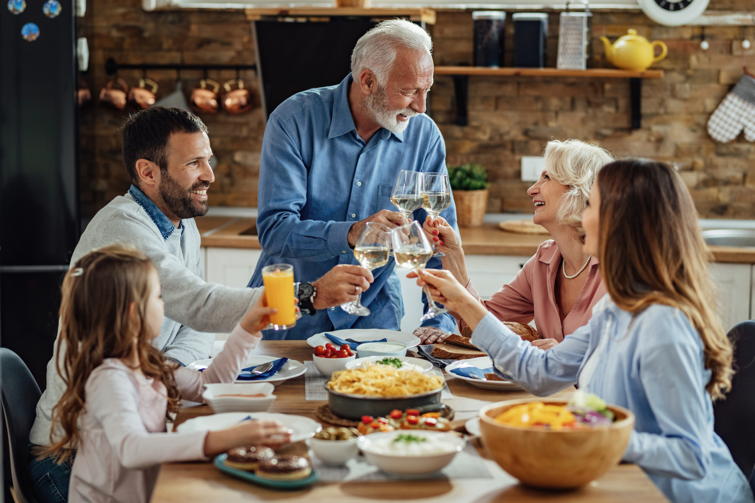 happy family eating together